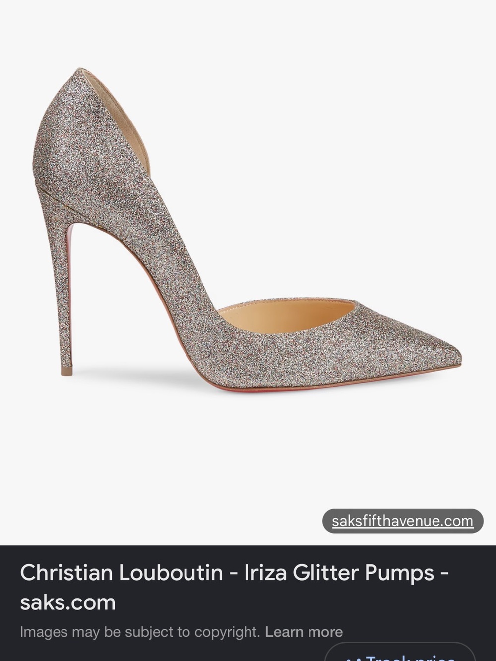 Christian Louboutin Iriza Glitter Pointed Pump in Silver Glitter